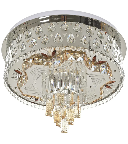 LEDКристален полилей хром + бяло, метал и кристал,52W, RGB, дистанционно управление