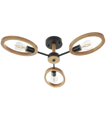 Черен модерен полилей 3xE27 LED метал и дърво