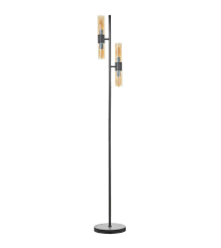 Модерен лампион – черен метал и стъкло, E14 с подвижни рамена