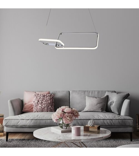 Модерен висящ LED пендел Malwen – 36W, 3600 lm, хром, 4000K естествена светлина