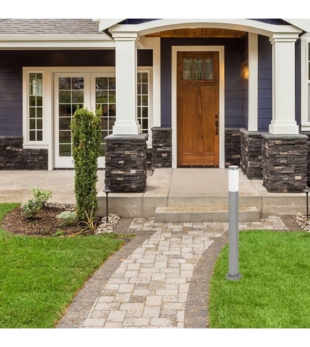 Модерен външен стълб Inox Torch E27 – стилно градинско осветление с атрактивен инокс дизайн