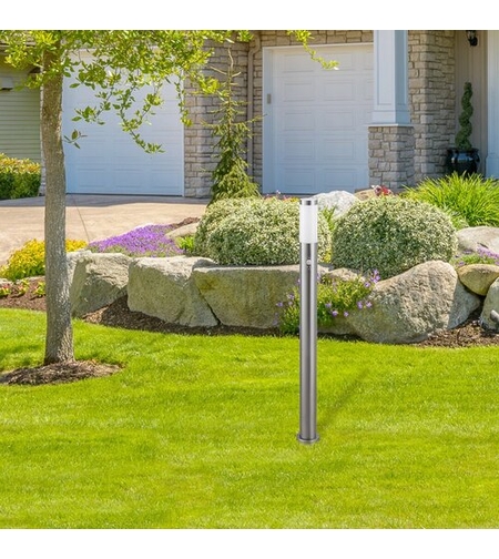 Модерен външен стълб Inox Torch E27 със сензор – елегантно градинско осветление с IP44 защита