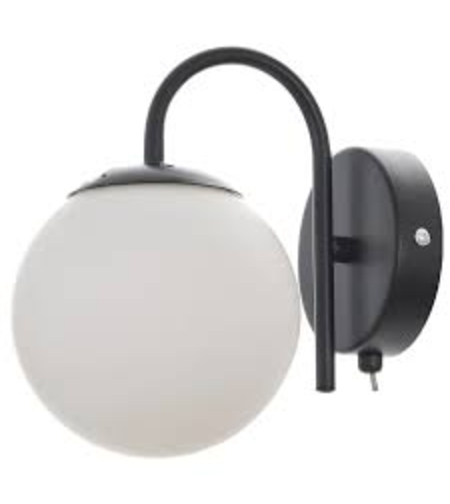 Модерен стенен аплик от черен метал и стъкло с ключ