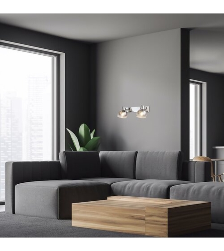 Модерен спот 2-ка – хром и опушено стъкло, E14, 2x40W