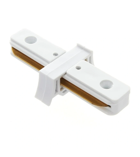 Прав конектор   за релсово осветление - бял