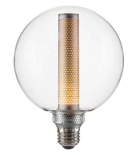 LED крушка G125, 3W, E27, 1800K, топло бяло, прозрачно стъкло