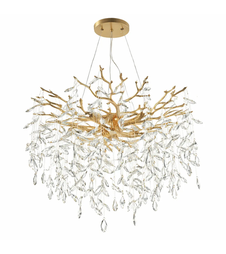 Златен кристален полилей 5xE14 LED модерен