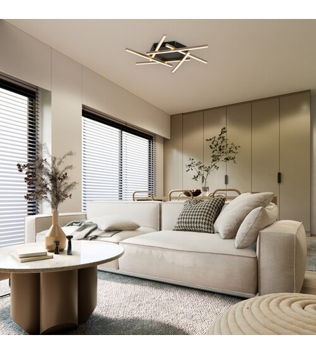 Модерен LED  плафон – черен и матирано златен метал, 40W, 3000K