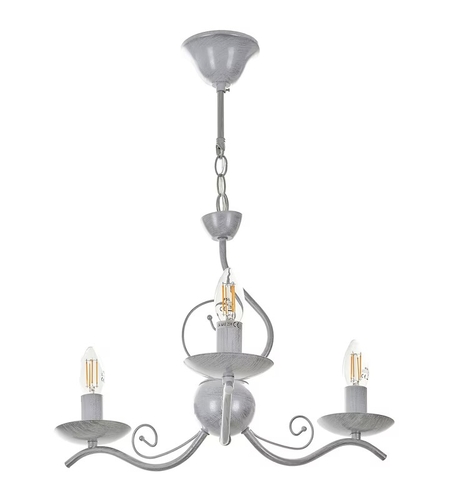 Класически бял полилей 3xE14 – елегантен метален дизайн с регулируема височина