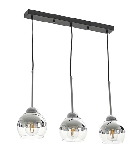 Луксозен полилей E27 – черно и хром осветително тяло с 7 светлоизточника