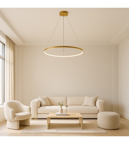 Модерен LED полилей 55W – златен метал и бял силикон с топло бяла светлина