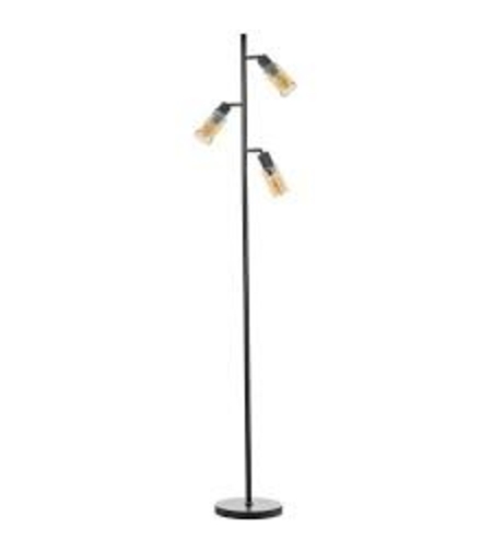 Винтидж лампион  3 X E14 с подвижни рамена – черен метал и стъкло