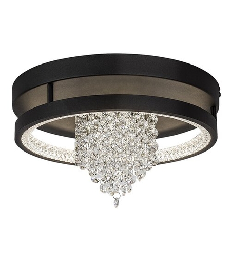 Модерен LED плафон, черен метал и прозрачно стъкло, 20W, регулируема цветна температура 3000K–4000K