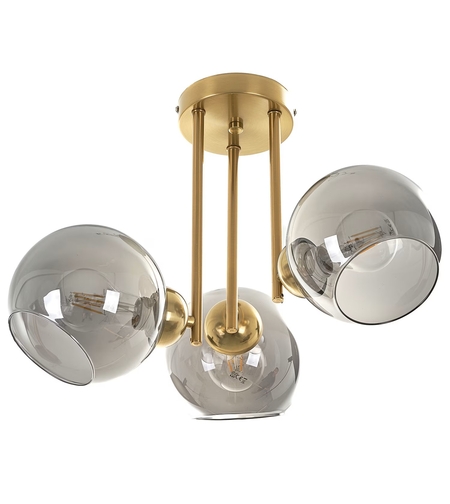 Модерен полилей 3 × E27 с метал и стъкло – матирано злато и хром