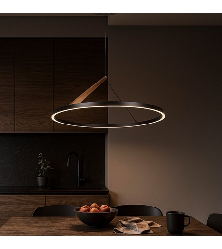 Модерен LED висящ полилей черен/златен, 40W, топла светлина 3000K и регулируема височина