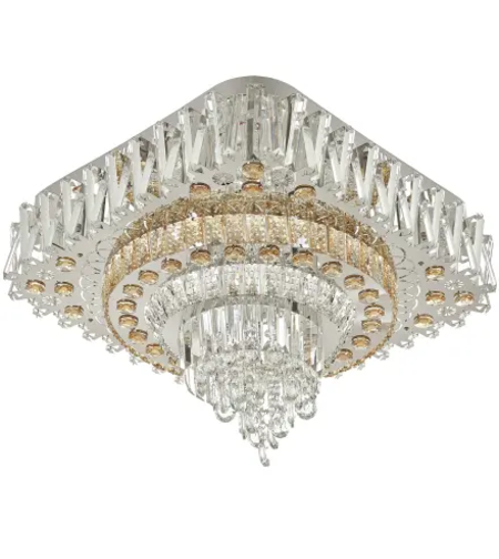 LED таванен плафон с кристал 52W с дистанционно и RGB – Хром