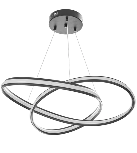 Модерен LED полилей от метал и PVC – черен, 120W, с дистанционно и регулируема височина