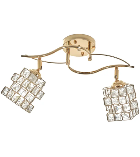 Луксозен златист полилей с кристални елементи и подвижни рамена – 2xE27