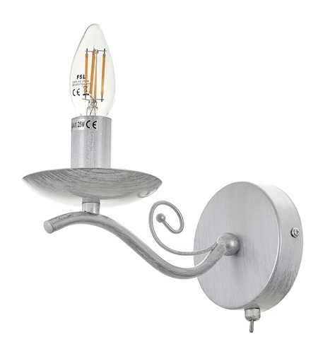 Класически стенен аплик в бял метал – елегантност и удобство с вграден ключ