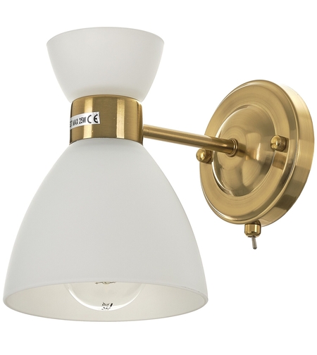 Стилен стенен аплик в матирано злато – метал и стъкло с ключ E27