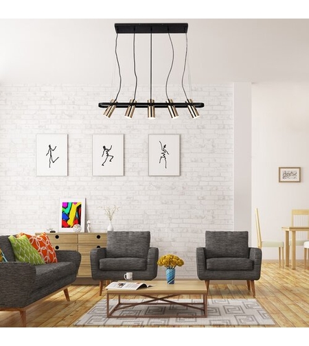 Модерен LED полилей на въжета – златен метал, 25W, топло бяла светлина