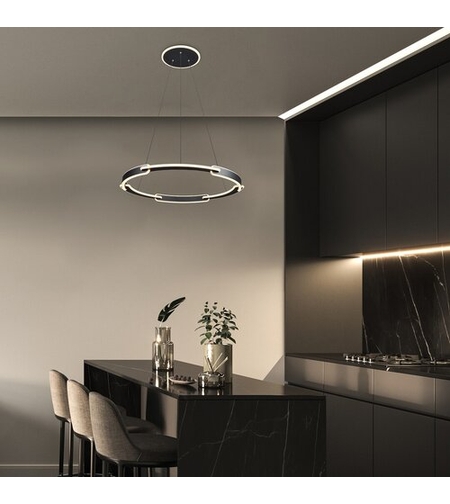 Модерен висящ LED полилей 45W с регулируема цветна температура – черен