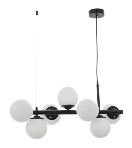 Стилен полилей черен метал и стъкло 7xE14