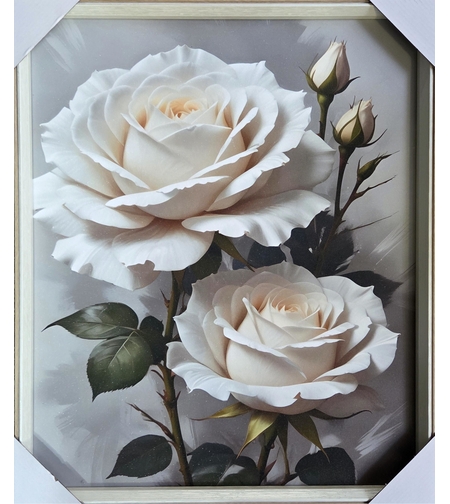 Бели рози – елегантна картина с цветя, символ на чистота и изтънченост