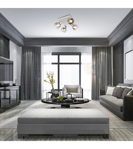 Модерен спот 4-ка – хром и опушено стъкло, E14, 4x40W