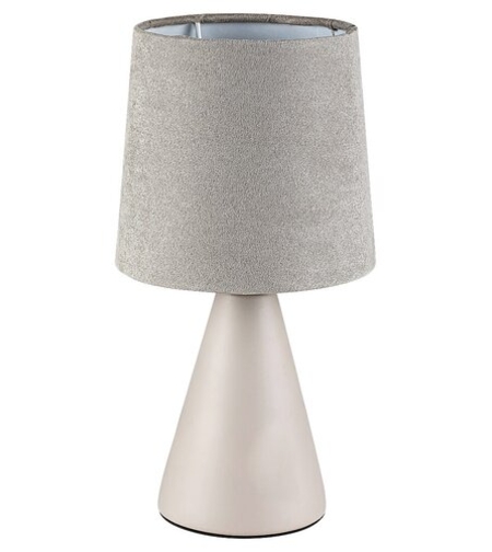 Настолна лампа в бежов цвят – класически стил с керамична основа и платнен абажур