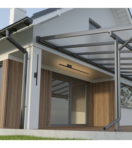 Висок фасаден LED аплик в черен цвят с топла светлина 12W – елегантен вертикален дизайн