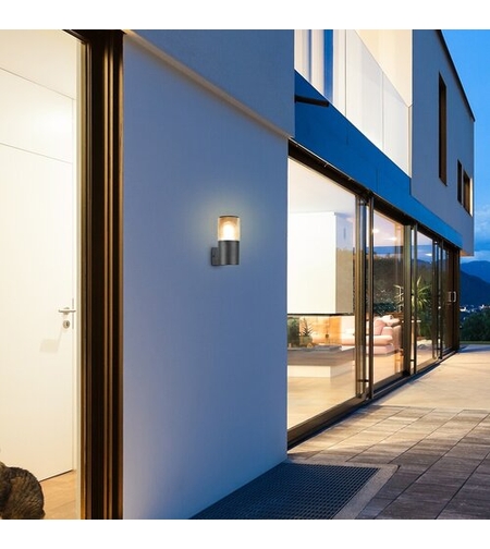 Елегантен външен аплик Teplice E27 – модерно фасадно осветление с кафяв прозиращ абажур и IP44 защита