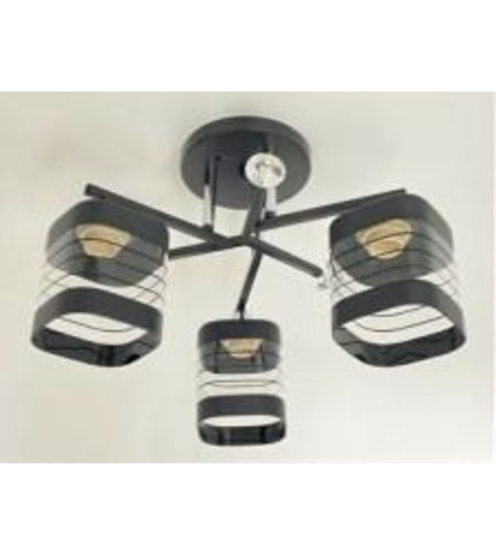 Черен полилей 3xE27   – модерен дизайн с хром