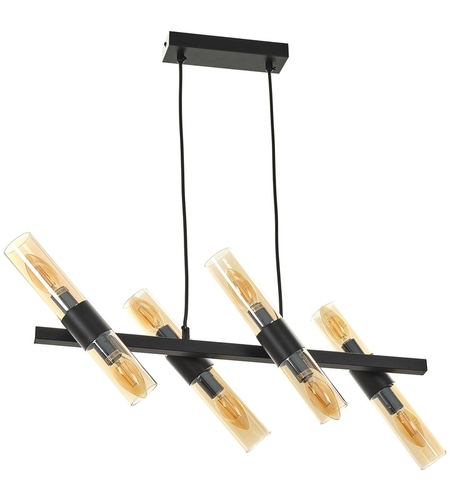 Винтидж таванен полилей черен 8xE14 метал и стъкло