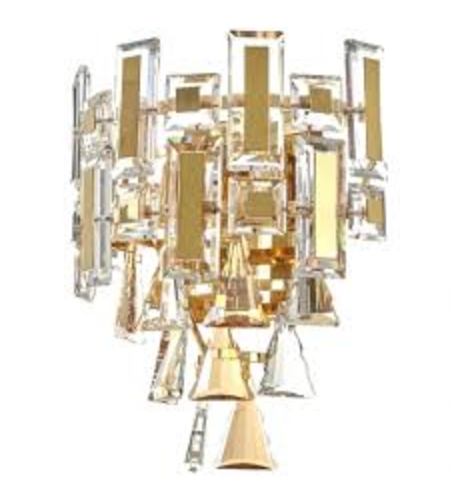 Луксозен стенен аплик 2 X E14 – златен дизайн с кристални елементи