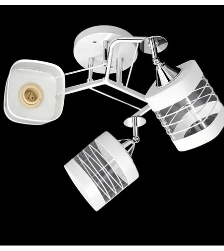 Полилей 3xE27 бял с хром и декоративни стъклени абажури