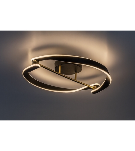 Модерен LED таванен плафон 40W с топло бяла светлина – черен и златен