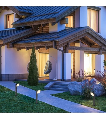 Модерен външен градински LED стълб Odiel 12W с топло бяла светлина и подвижна глава