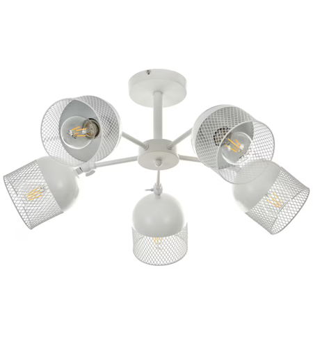 Модерен таванен полилей 5xE27 – бял метал