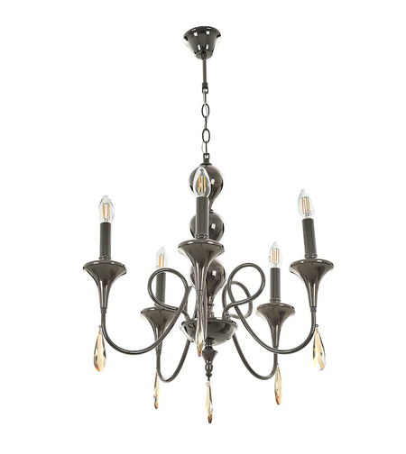 Елегантен класически полилей от черен метал – 5xE14