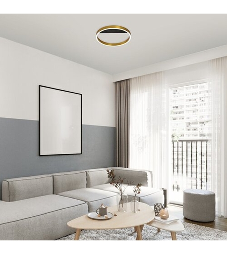 Модерен LED таванен плафон 20W с топло бяла светлина – черен/златен