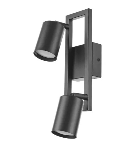 Спот черен, метал, 2×GU10, модерен стил, подвижни рамена