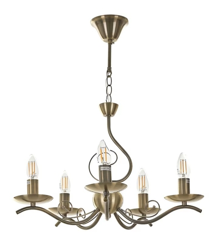 Класически бронзов полилей 5xE14 – елегантен метален дизайн с регулируема височина