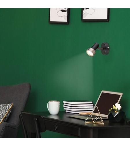 Модерен спот 1-ца – матирано черен и матиран хром метал, GU10, 1x50W