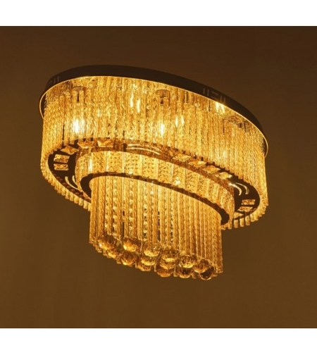 Луксозен златен полилей с LED, RGB и Bluetooth – 8xE27, метал и кристал