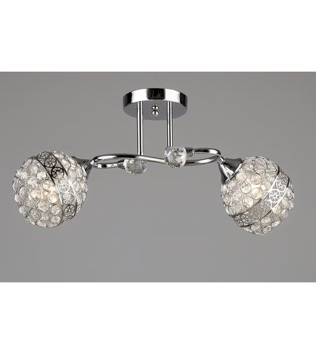 Елегантен двоен хромиран полилей от метал и кристал – 2xE27