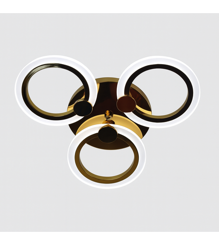 LED плафон кафяво + злато, 48W, 3 пръстена с дистанционно CCT 3000–6000K