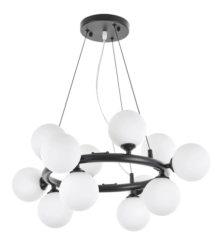 Дизайнерски полилей черен метал и стъкло 12xG9