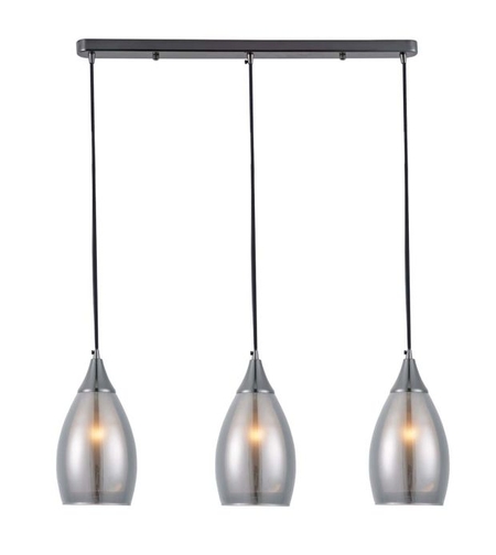 Модерен висящ полилей от метал и стъкло в цвят сатениран никел – 3xE14