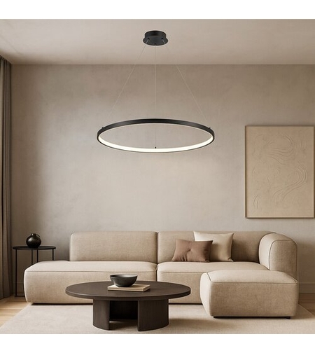 Модерен LED полилей 55W – черен метал и бял силикон с топла светлина